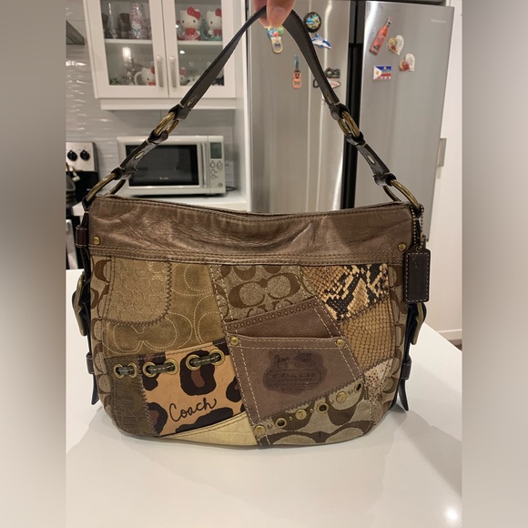 Coach Handbags - 🔥 Preloved Coach Zoe Brown Signature Patchwork Shoulder Bag 🔥
